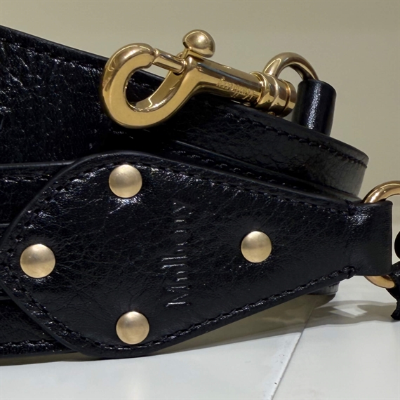 Mulberry Stud Buckled Strap Black High Shine Leather